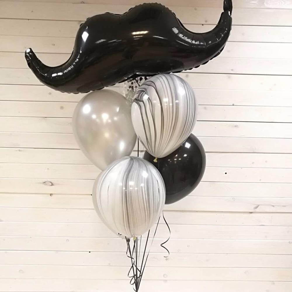 31" Black Mustache Shaped Mylar Balloon, Foil Party Balloons - Linen Luxes