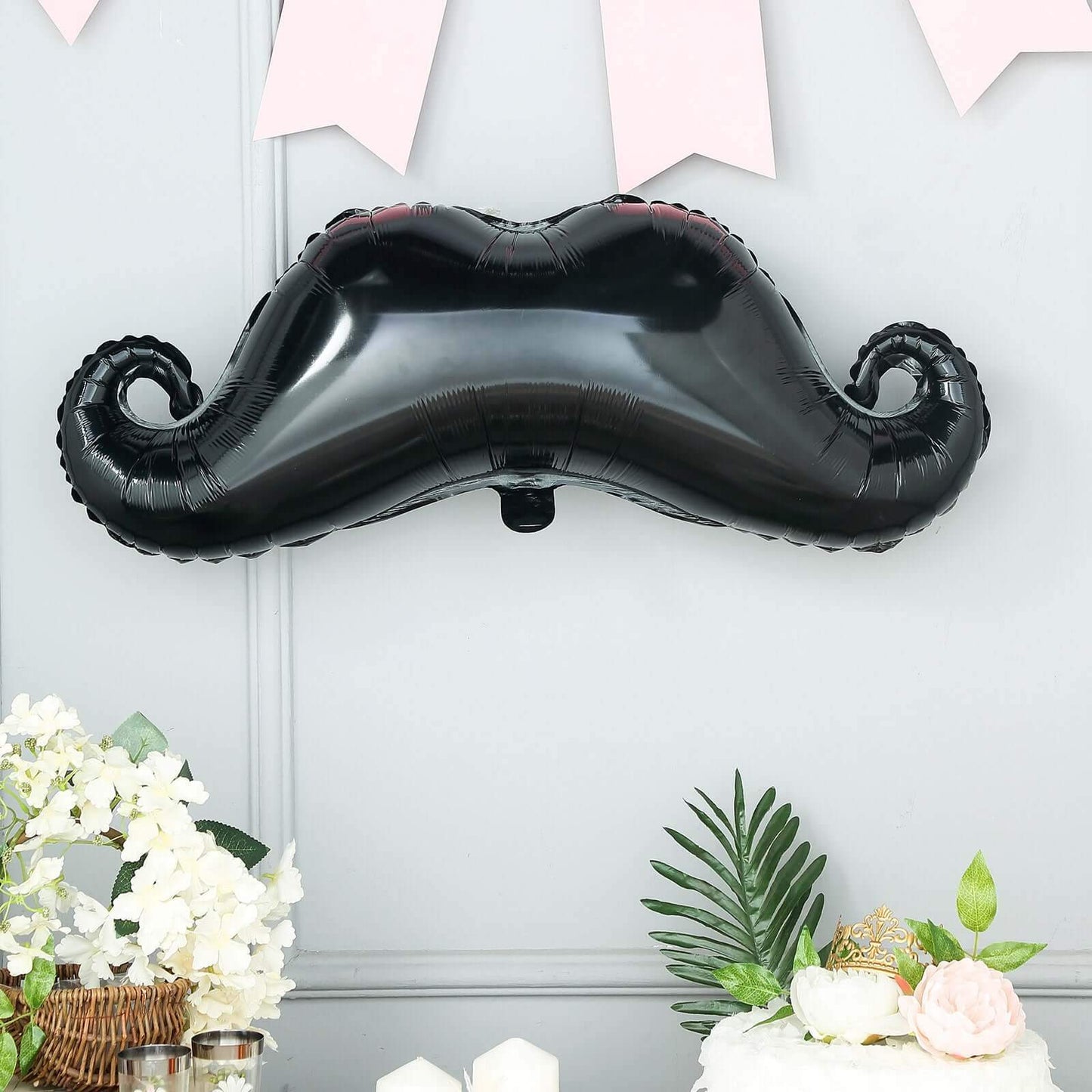 31" Black Mustache Shaped Mylar Balloon, Foil Party Balloons - Linen Luxes