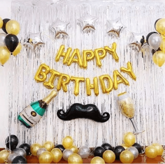31" Black Mustache Shaped Mylar Balloon, Foil Party Balloons - Linen Luxes