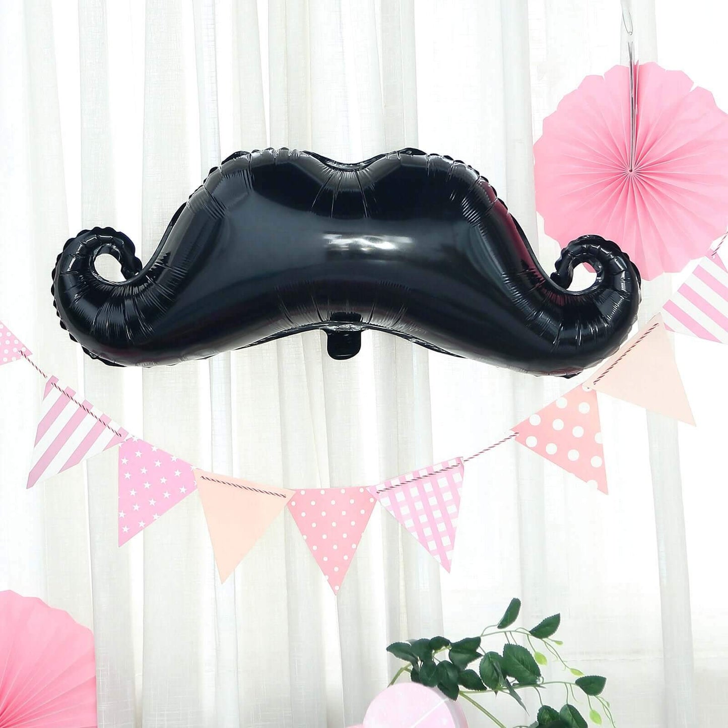 31" Black Mustache Shaped Mylar Balloon, Foil Party Balloons - Linen Luxes