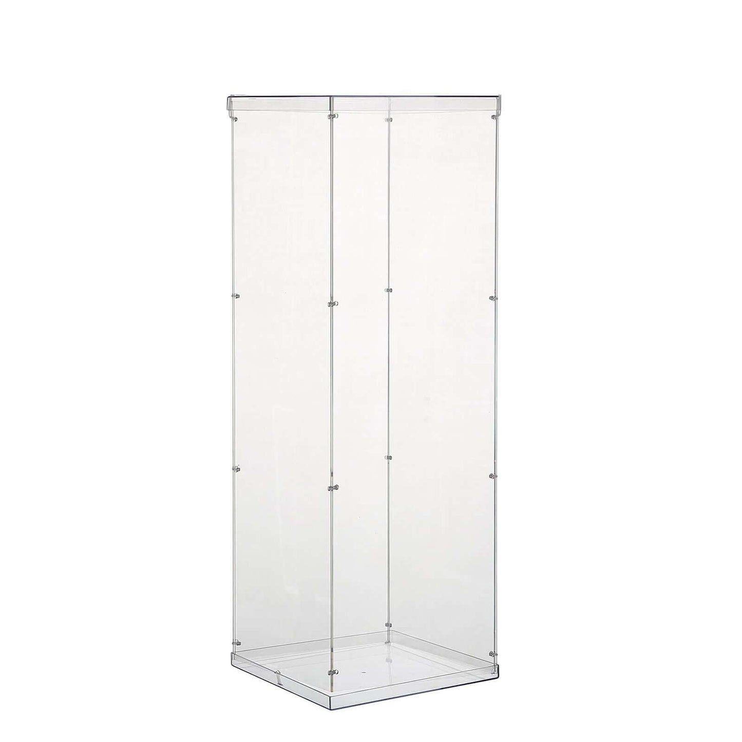 32" Clear Acrylic Display Box, Transparent Pedestal Riser with Interchangeable Lid and Base - Linen Luxes