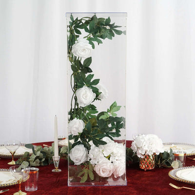 32" Clear Acrylic Display Box, Transparent Pedestal Riser with Interchangeable Lid and Base - Linen Luxes