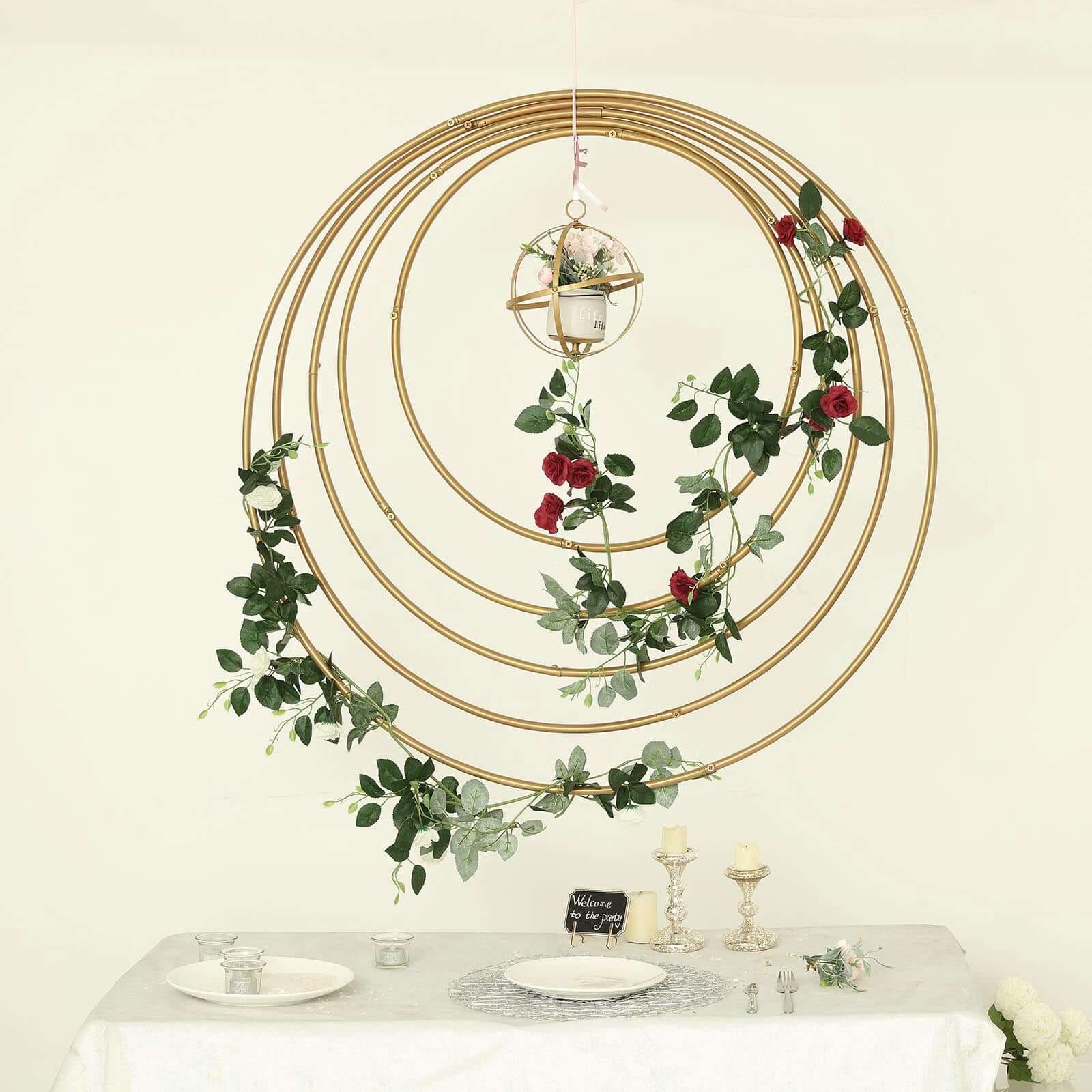 32" Gold Heavy Duty Metal Hoop Wreath, Floral Hoop - Linen Luxes