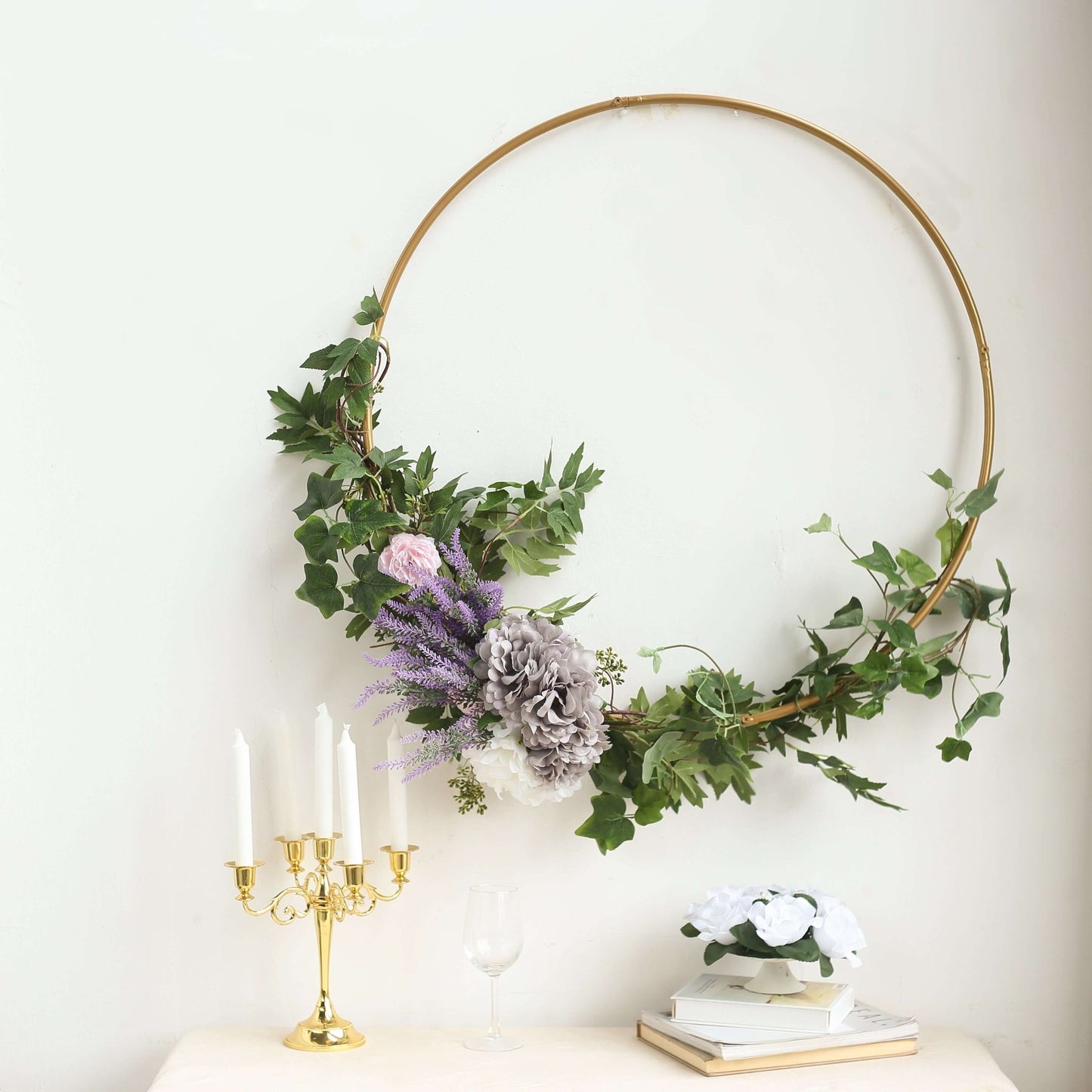 32" Gold Heavy Duty Metal Hoop Wreath, Floral Hoop - Linen Luxes