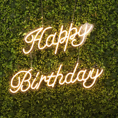 32" Happy Birthday Neon Light Sign, LED Reusable Wall DÃ©cor Lights With 5ft Hanging Chain