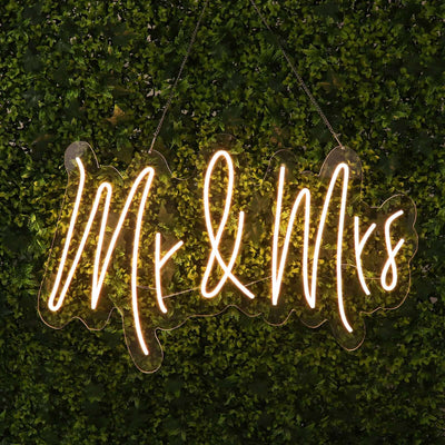 33" Mr and Mrs Neon Light Sign, LED Reusable Wall DÃ©cor Lights With 5ft Hanging Chain