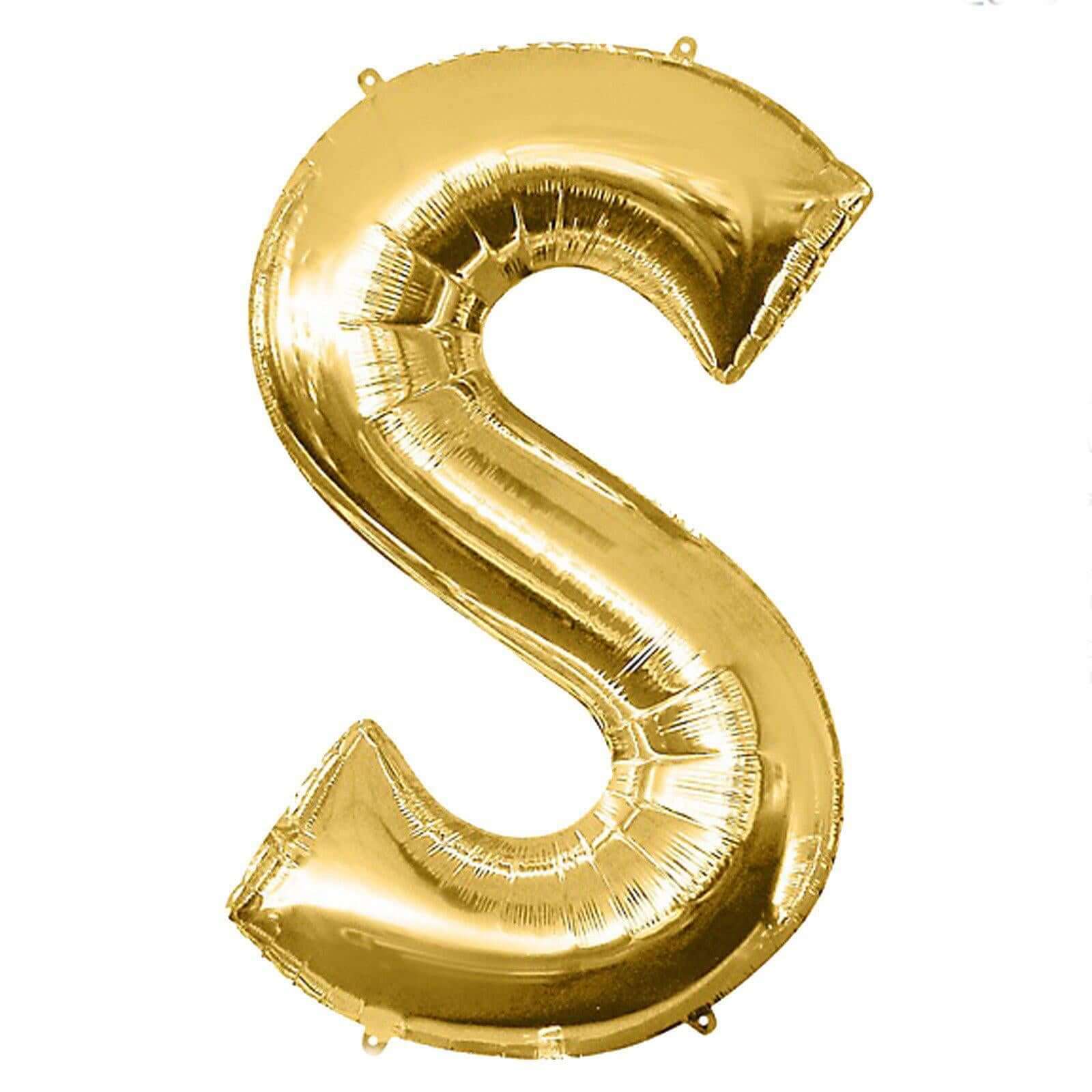 35" Gold Letter and Number Balloons, Shiny Metallic Mylar Foil Helium Air Balloons - Linen Luxes