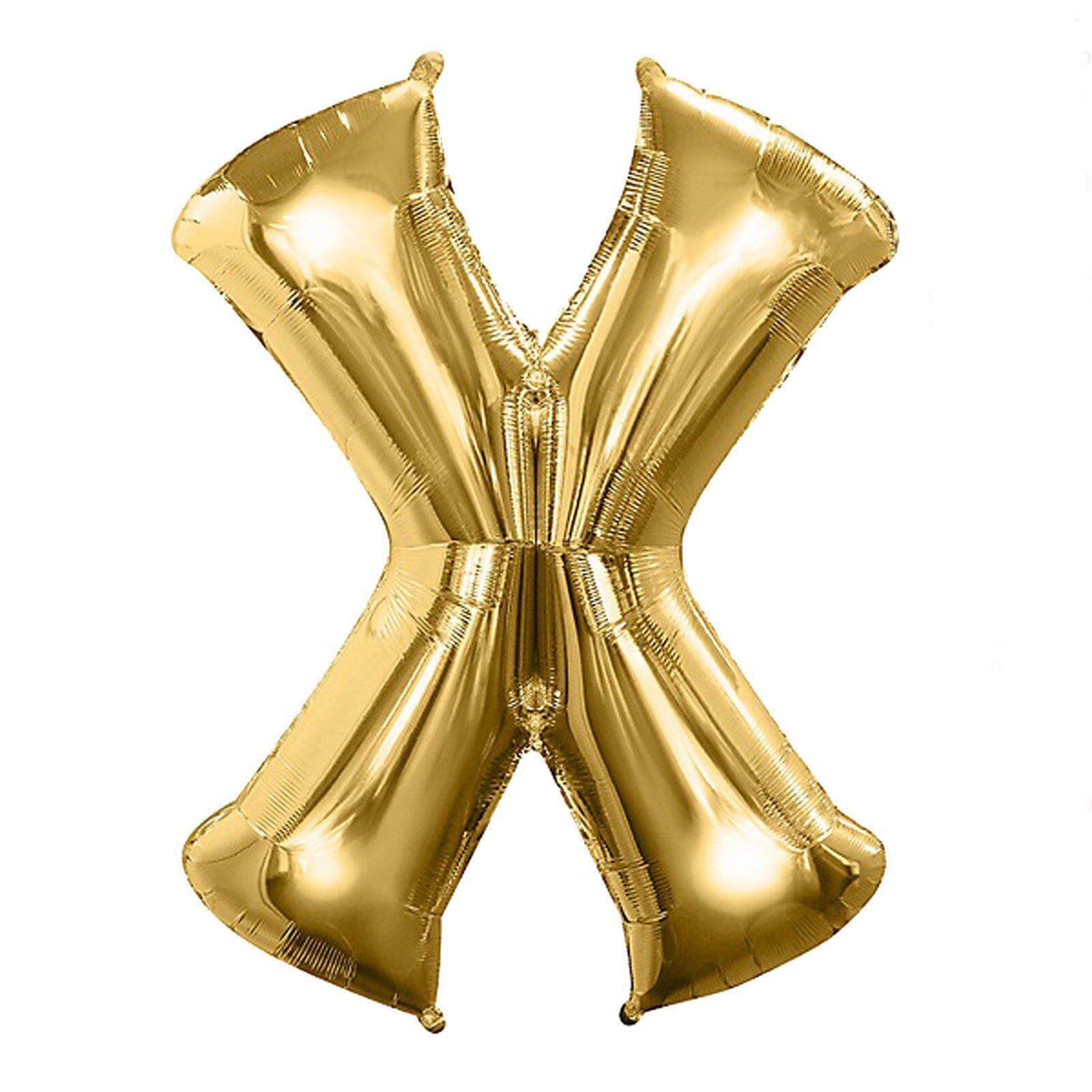 35" Gold Letter and Number Balloons, Shiny Metallic Mylar Foil Helium Air Balloons - Linen Luxes