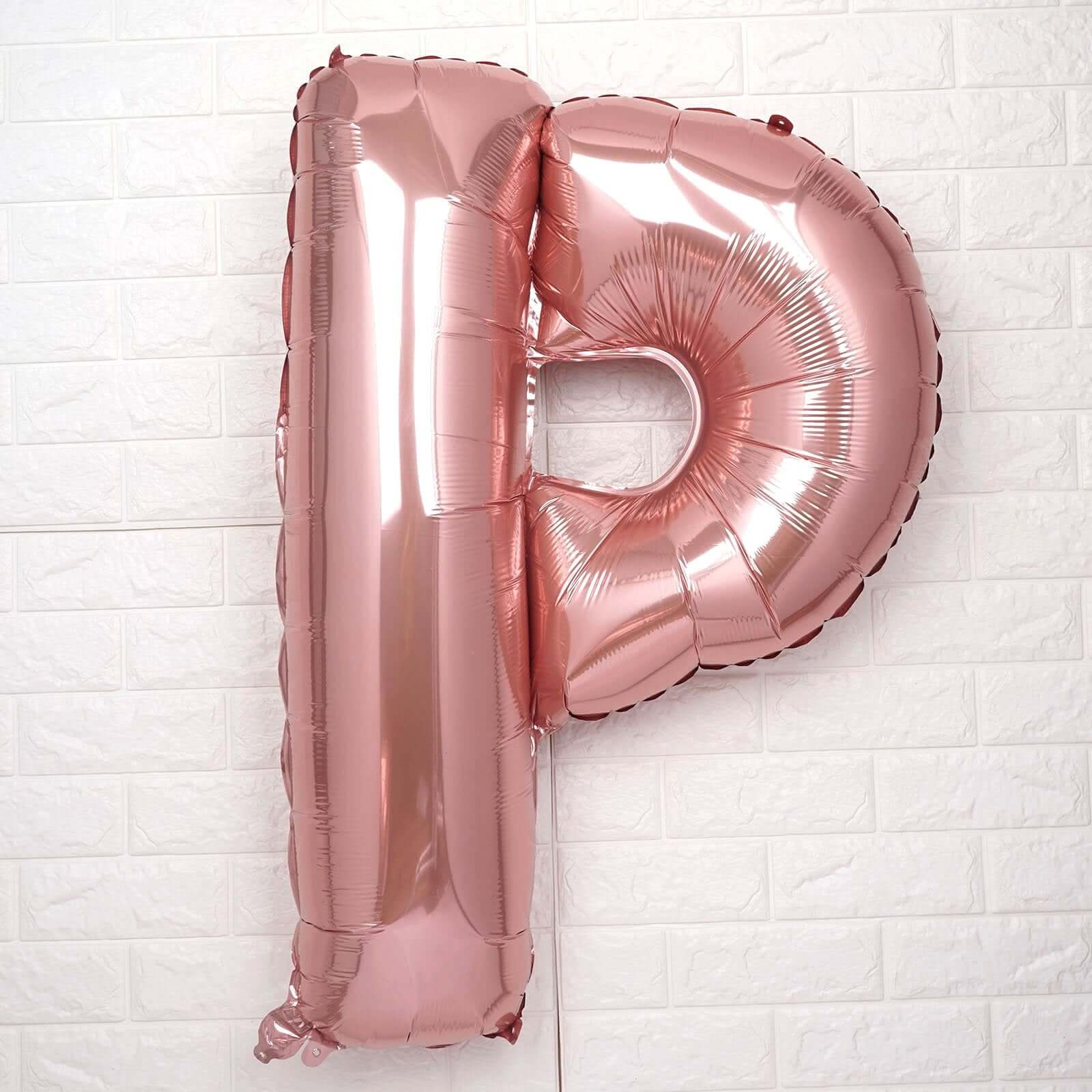 35" Rose Gold Letter and Number Balloons, Metallic Mylar Foil Helium Air Balloons - Linen Luxes