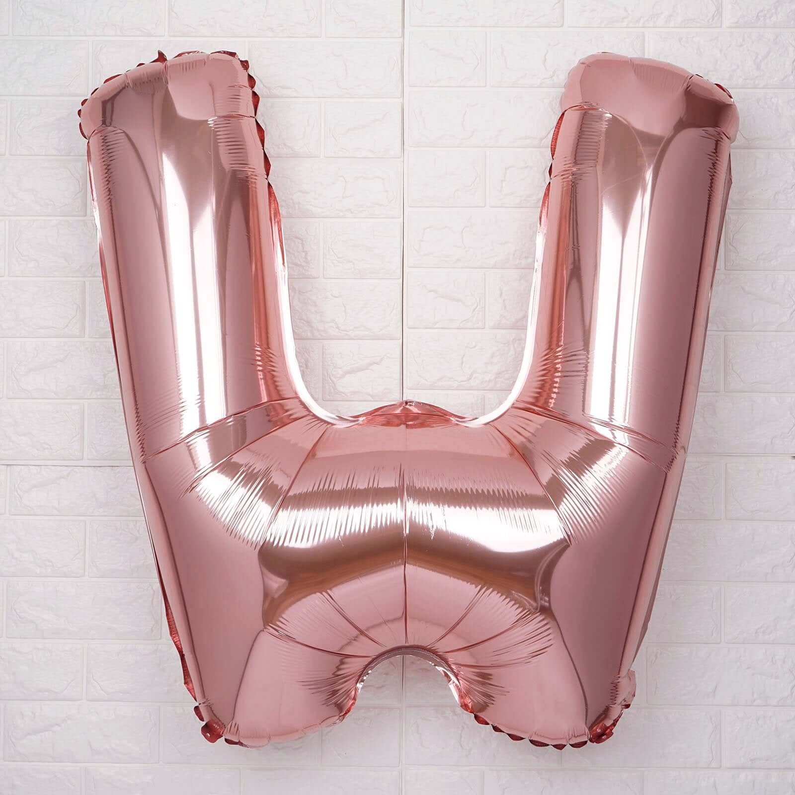 35" Rose Gold Letter and Number Balloons, Metallic Mylar Foil Helium Air Balloons - Linen Luxes