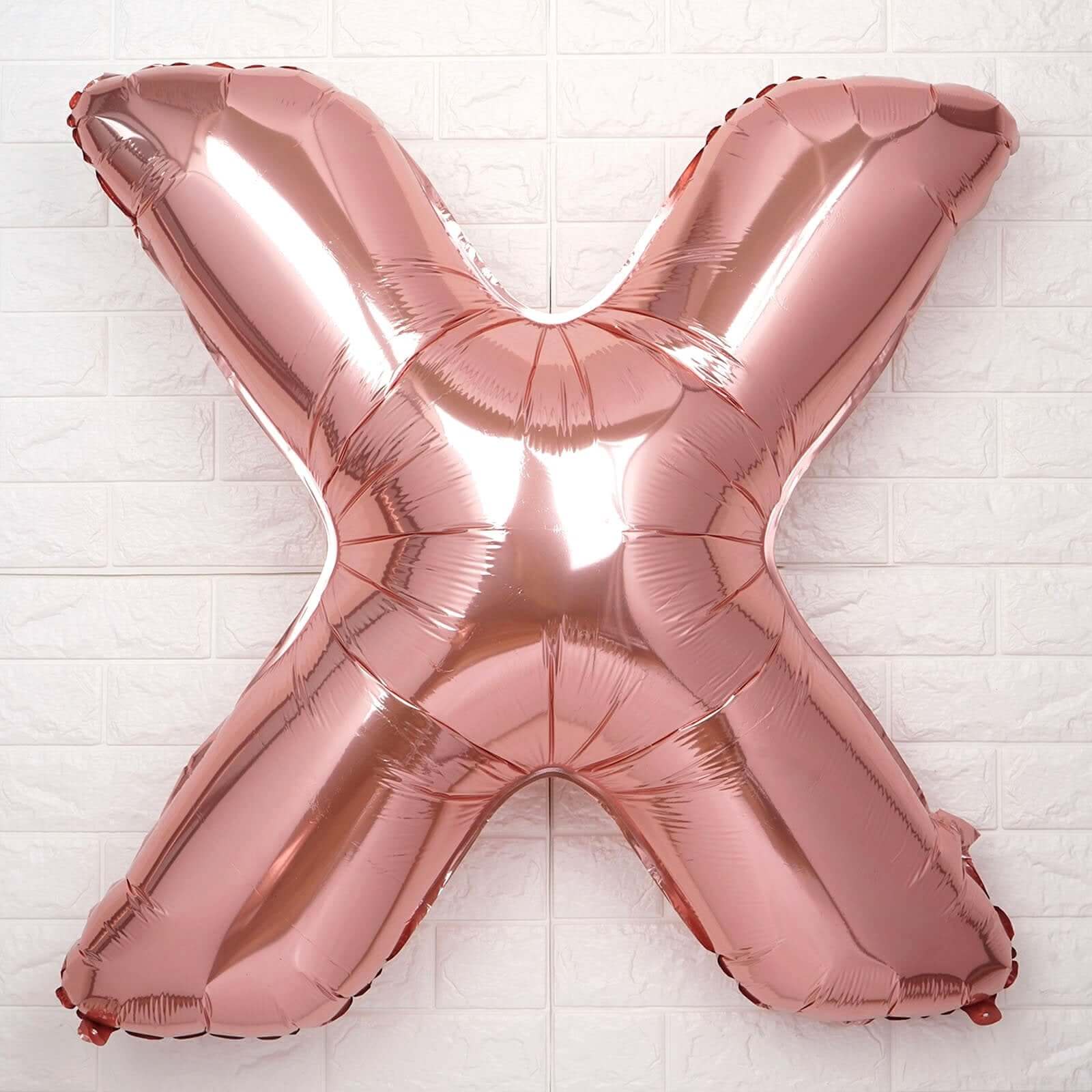 35" Rose Gold Letter and Number Balloons, Metallic Mylar Foil Helium Air Balloons - Linen Luxes