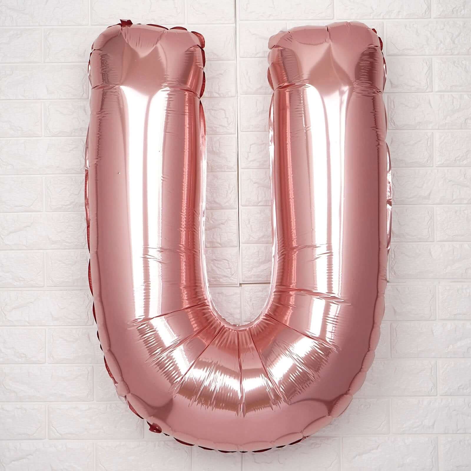 35" Rose Gold Letter and Number Balloons, Metallic Mylar Foil Helium Air Balloons - Linen Luxes