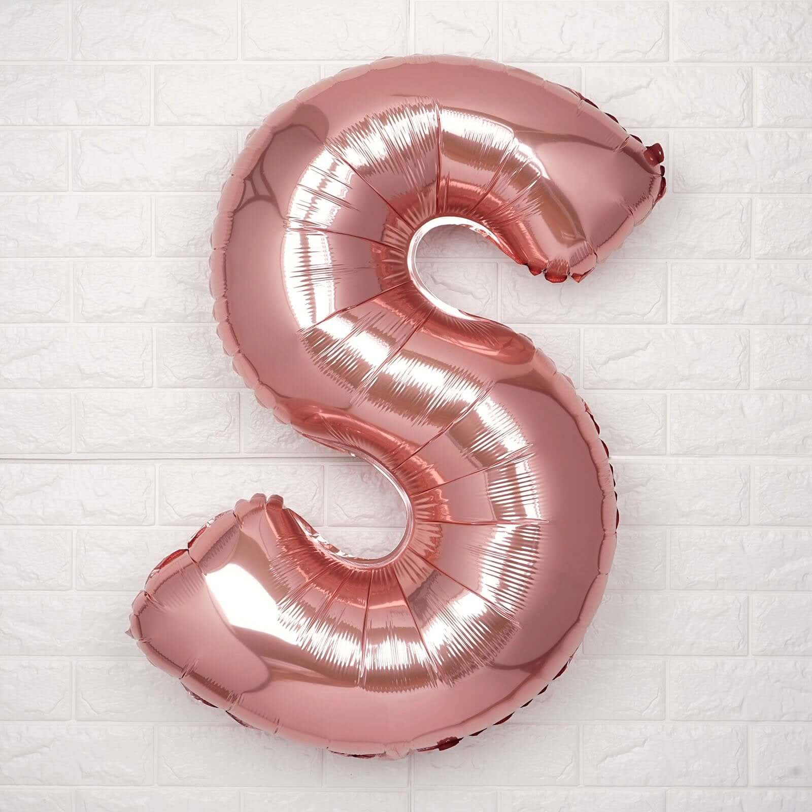 35" Rose Gold Letter and Number Balloons, Metallic Mylar Foil Helium Air Balloons - Linen Luxes
