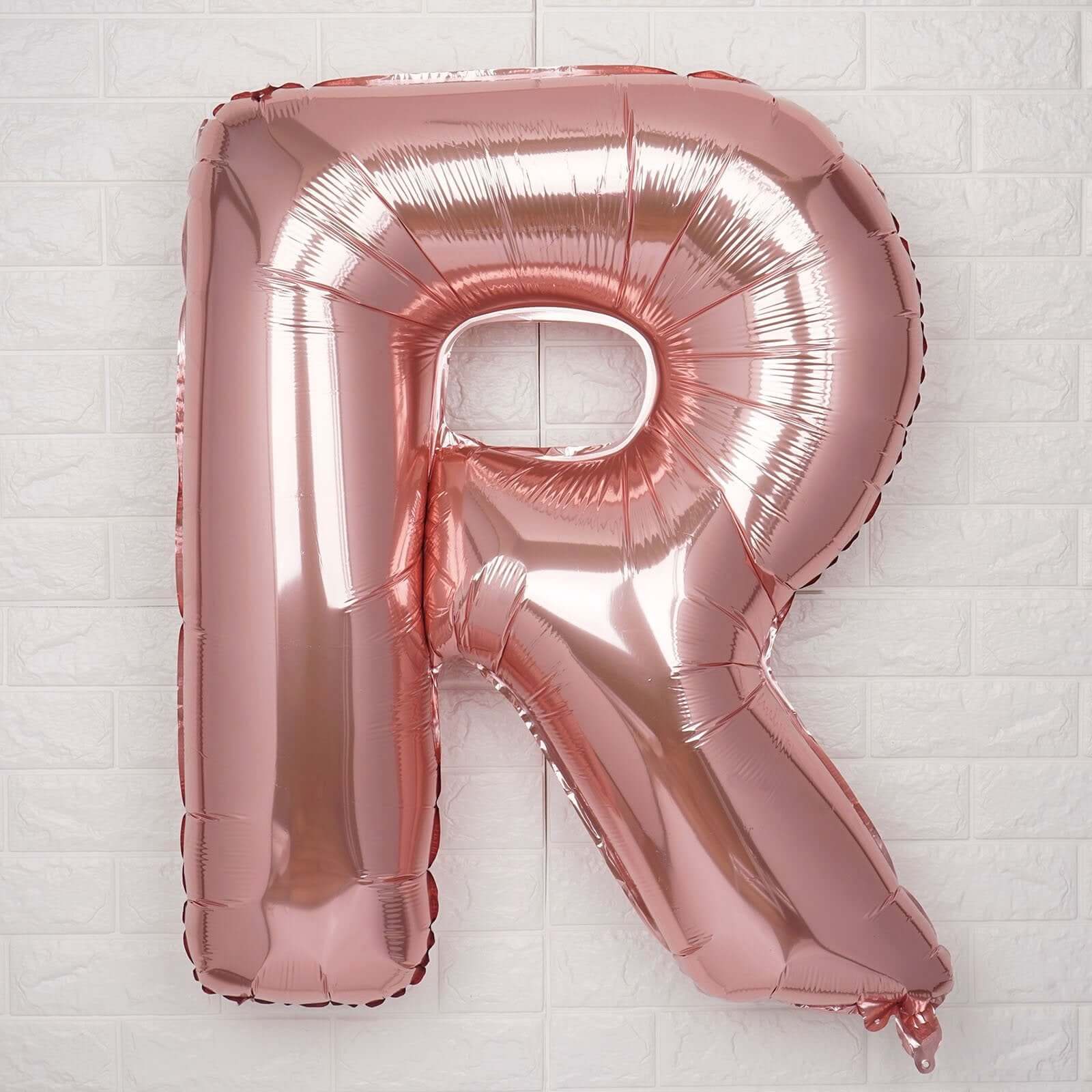35" Rose Gold Letter and Number Balloons, Metallic Mylar Foil Helium Air Balloons - Linen Luxes