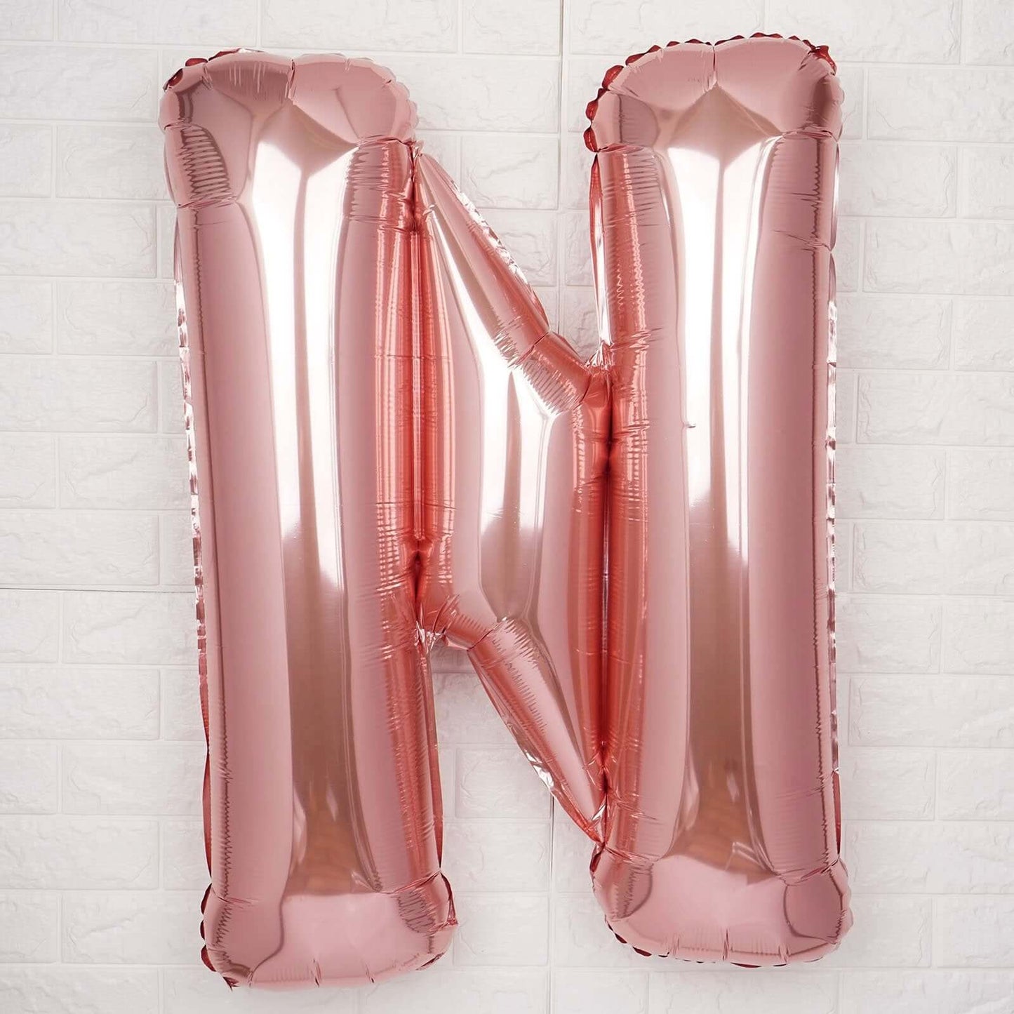 35" Rose Gold Letter and Number Balloons, Metallic Mylar Foil Helium Air Balloons - Linen Luxes