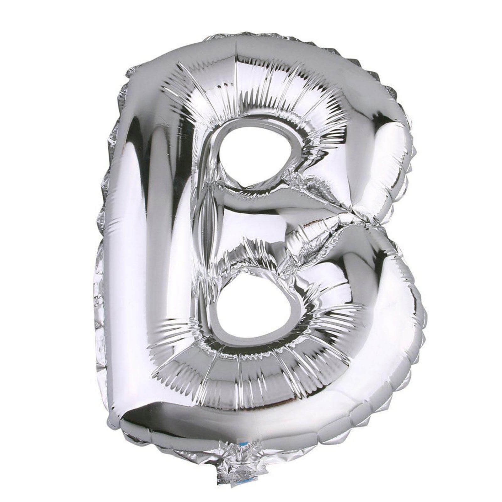 35" Silver Letter and Number Balloons, Metallic Mylar Foil Helium Air Balloons - Linen Luxes