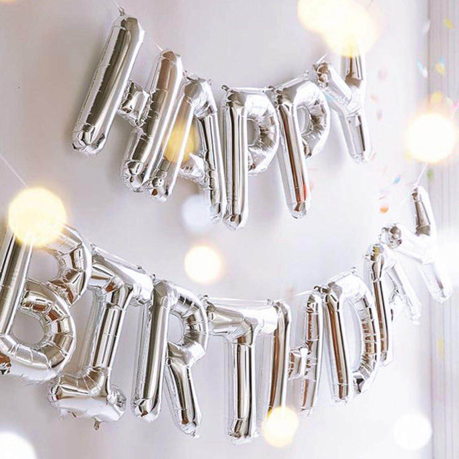 35" Silver Letter and Number Balloons, Metallic Mylar Foil Helium Air Balloons - Linen Luxes