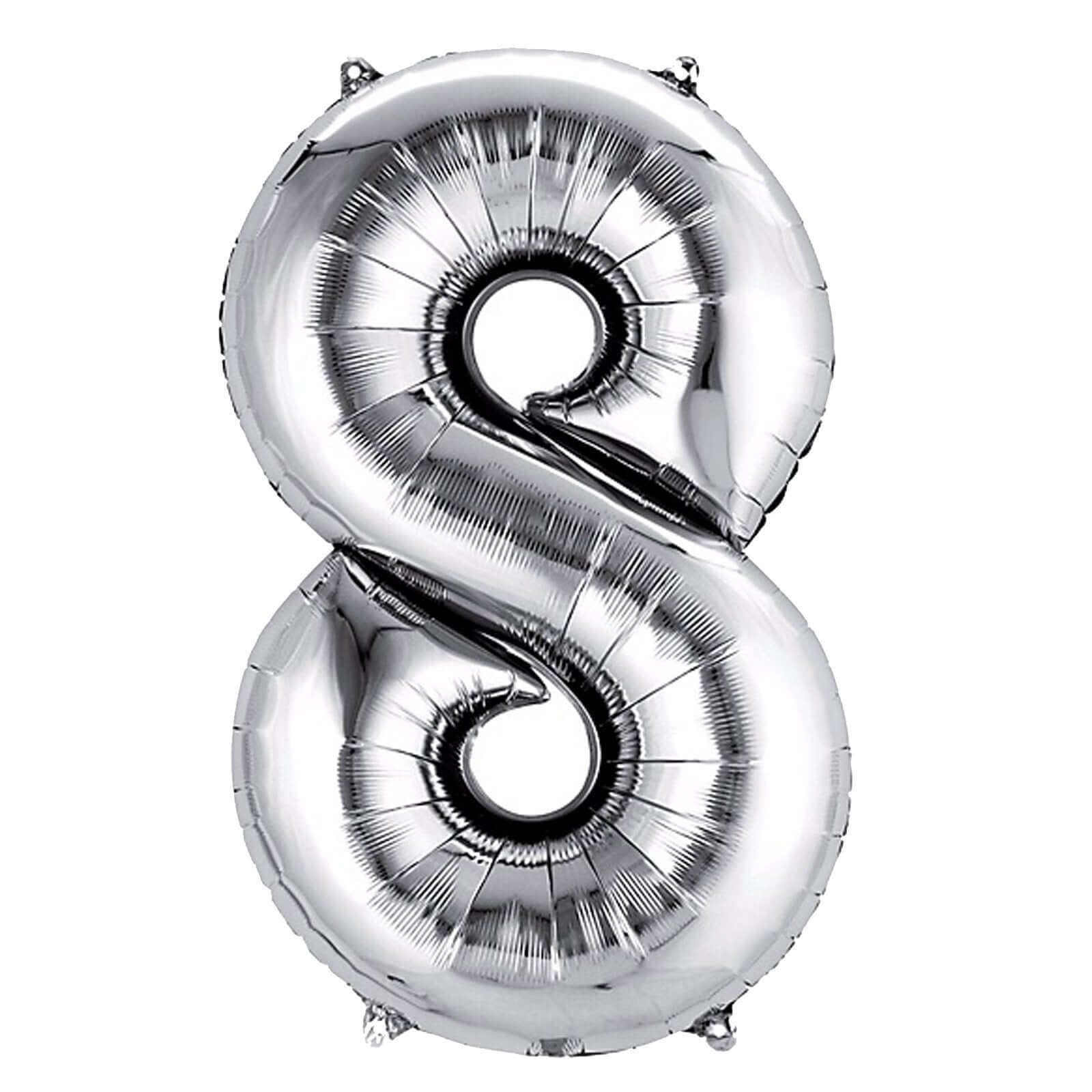 35" Silver Letter and Number Balloons, Metallic Mylar Foil Helium Air Balloons - Linen Luxes