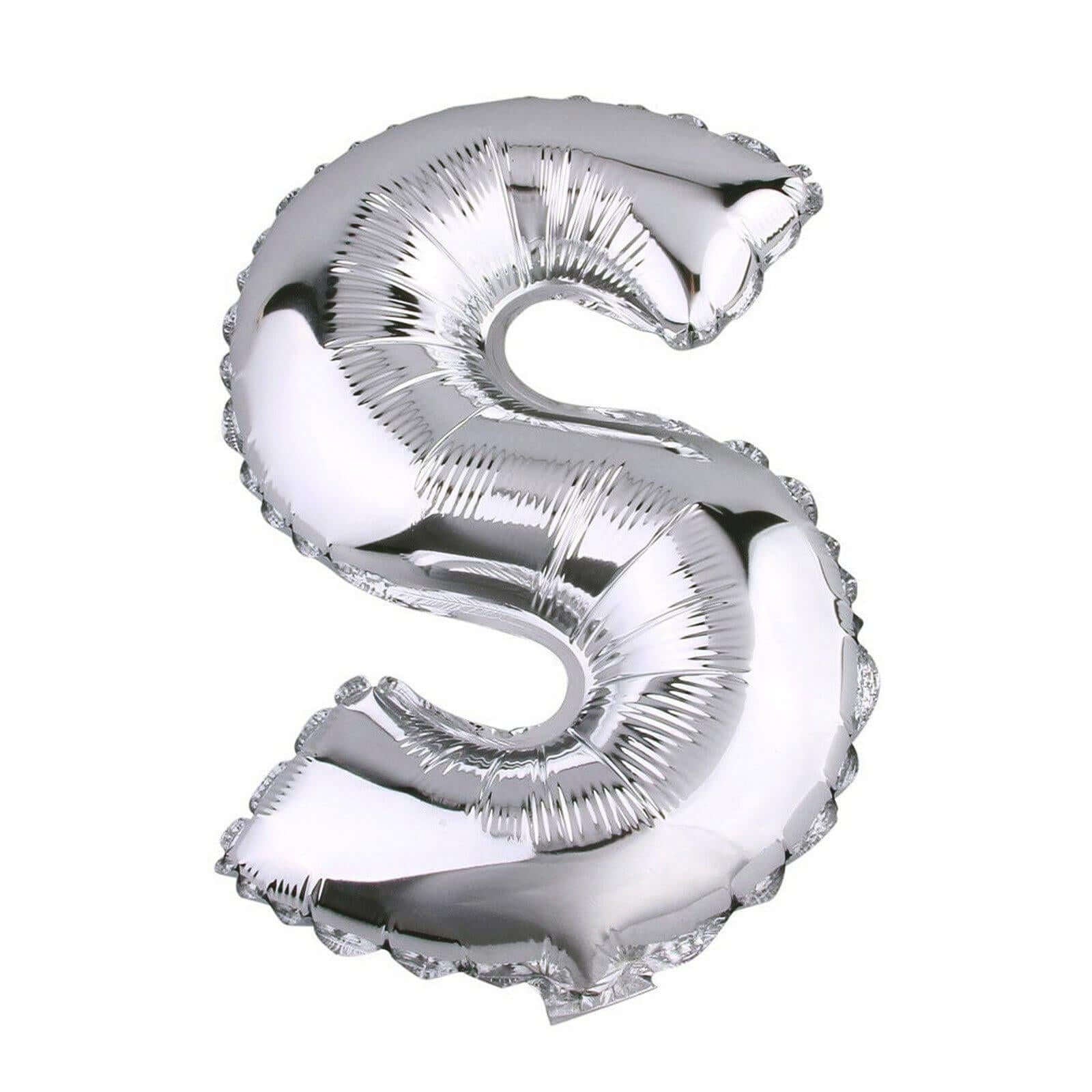 35" Silver Letter and Number Balloons, Metallic Mylar Foil Helium Air Balloons - Linen Luxes