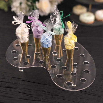 35-Slot Acrylic Ice Cream Cone Display Stand Mini Snow Cone Holder Tray Clear - Durable Party Serving Stand 16"