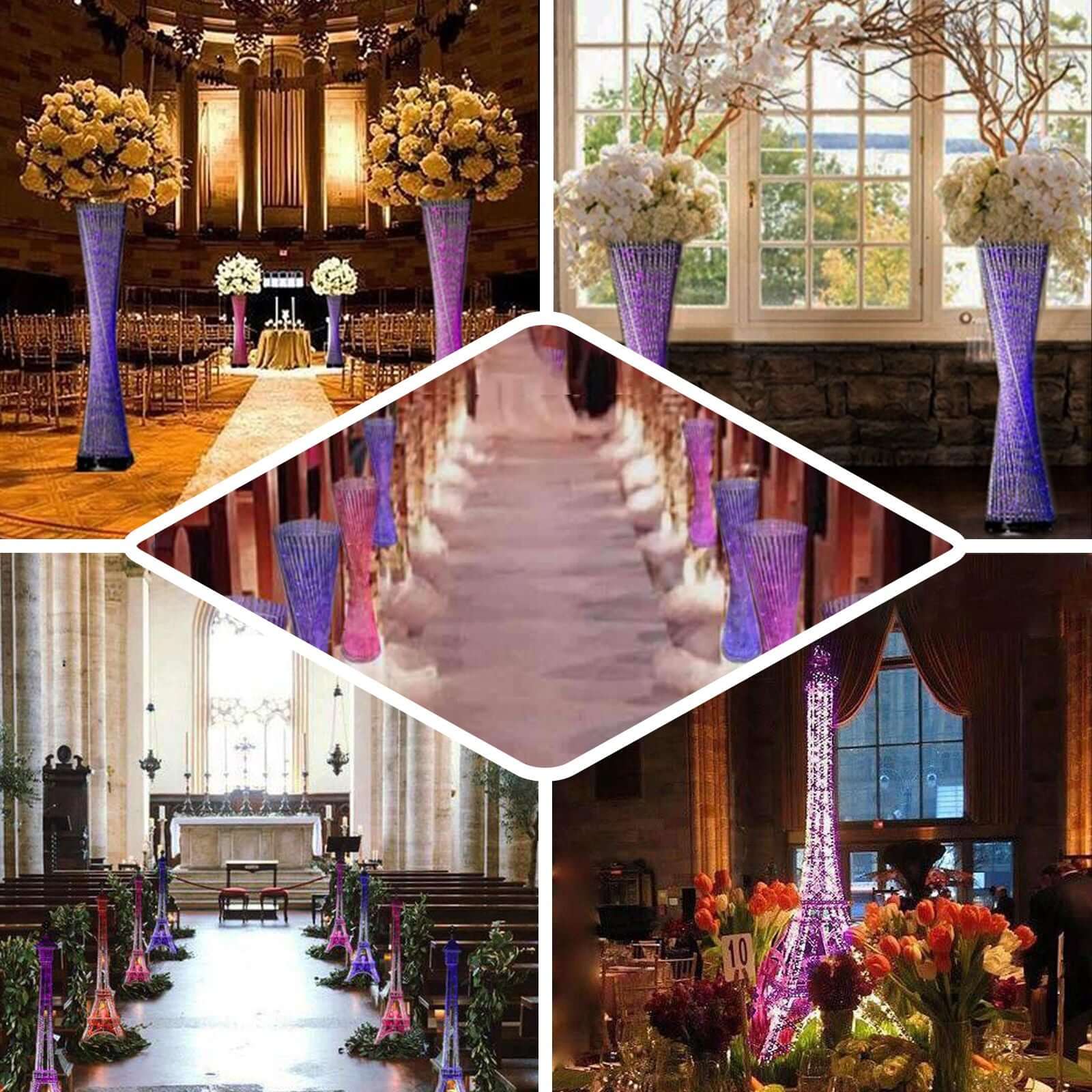 3.5ft Color Changing LED Metal Eiffel Tower Columns LED Lamp, Night Light Wedding Centerpiece - Linen Luxes