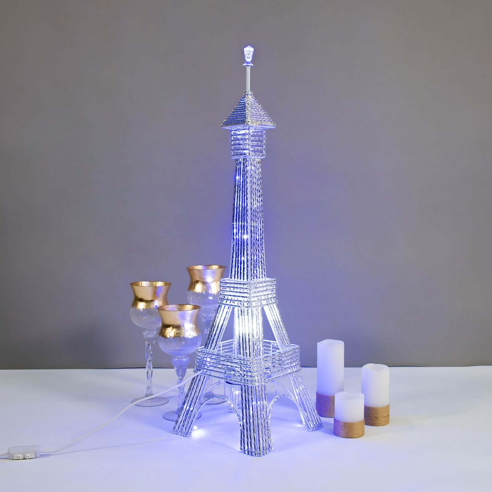 3.5ft Color Changing LED Metal Eiffel Tower Columns LED Lamp, Night Light Wedding Centerpiece - Linen Luxes