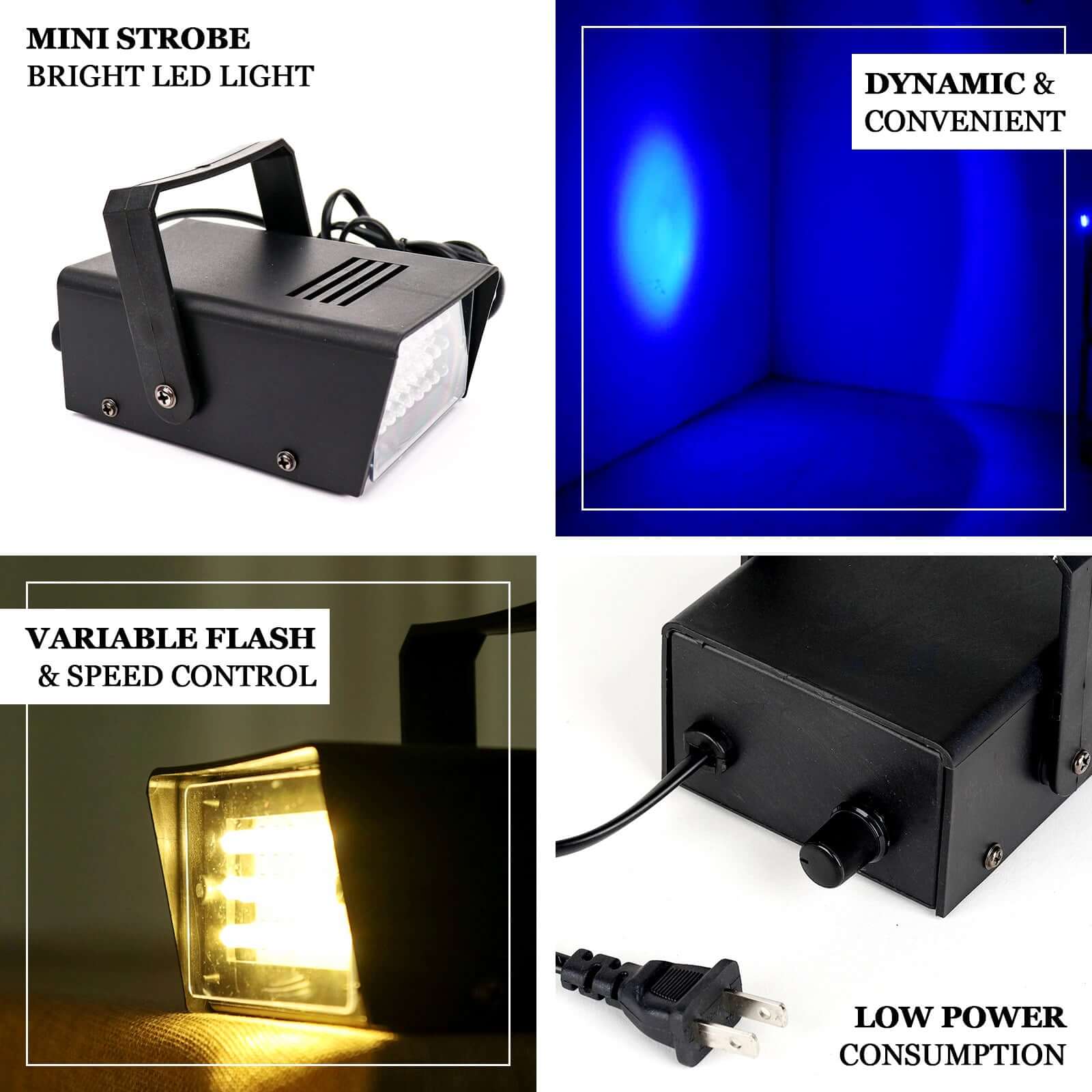 35W Mini Bright Blue Strobe Light with 24 LEDs, Stage Backdrop Uplight with Variable Flash & Speed Control - Linen Luxes