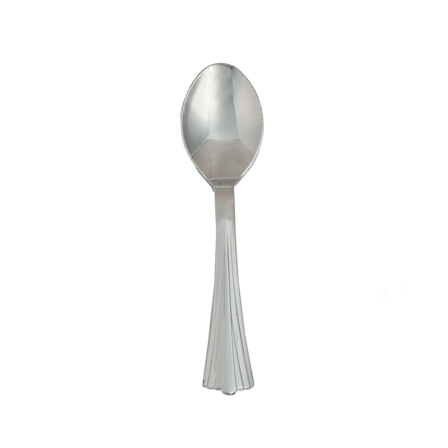 36 - Pack Plastic Tea Coffee Spoons Light Silver Heavy Duty with Fluted Handles - Durable Disposable Cutlery 5" - Linen Luxes