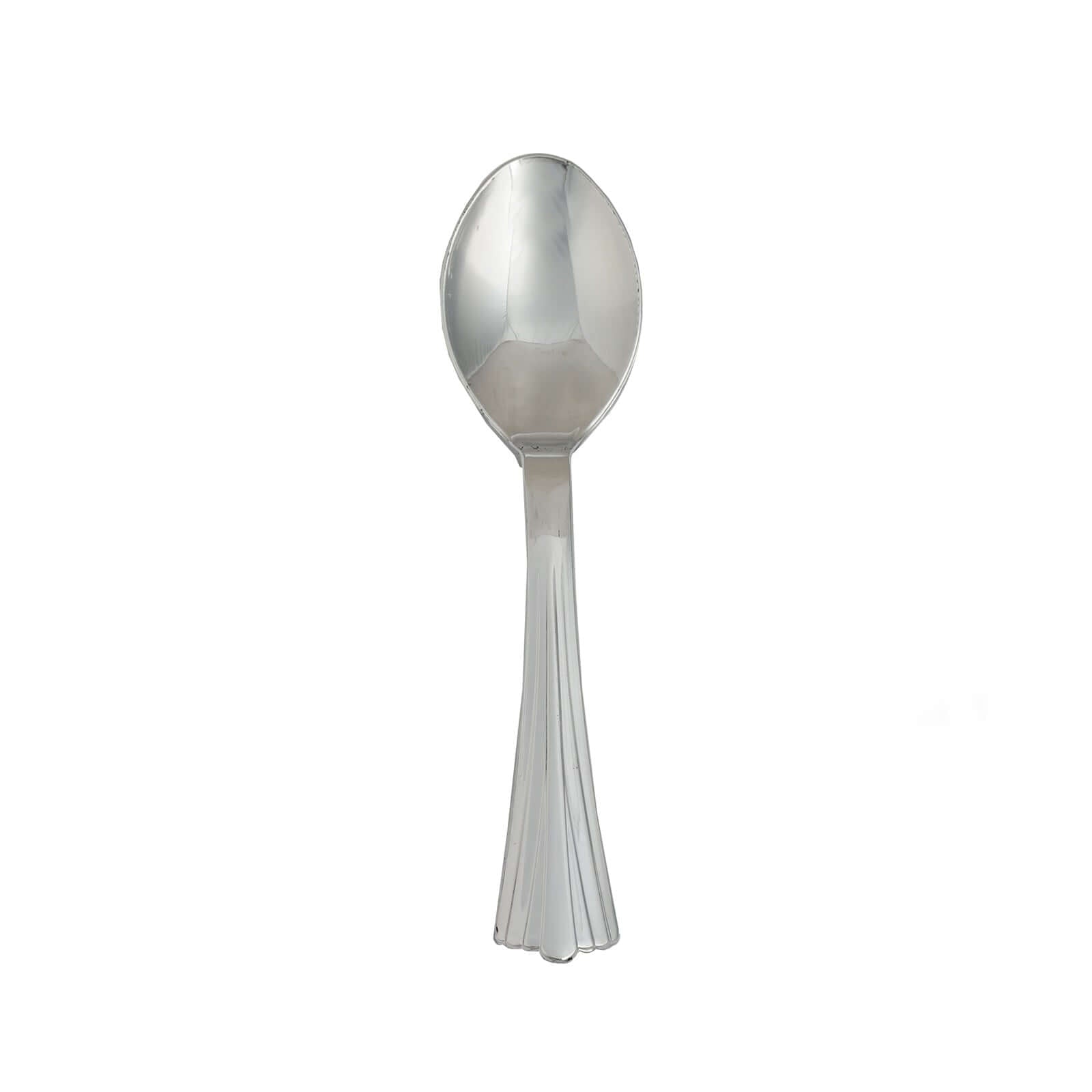 36 - Pack Plastic Tea Coffee Spoons Light Silver Heavy Duty with Fluted Handles - Durable Disposable Cutlery 5" - Linen Luxes