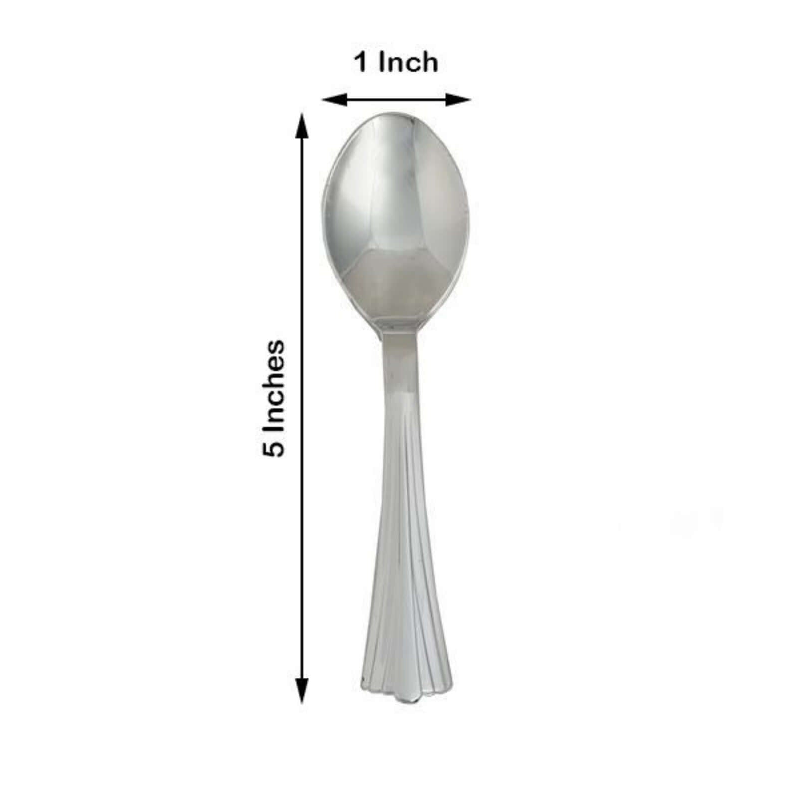 36 - Pack Plastic Tea Coffee Spoons Light Silver Heavy Duty with Fluted Handles - Durable Disposable Cutlery 5" - Linen Luxes