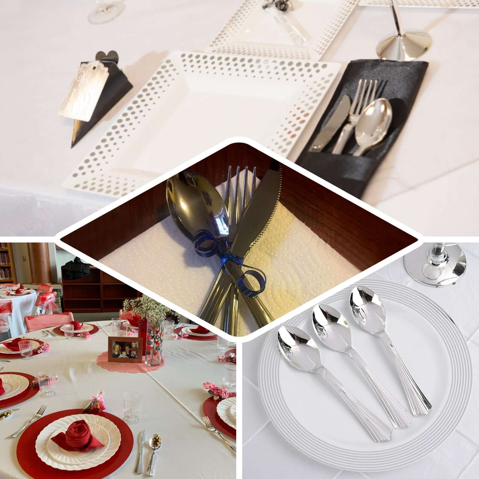 36 - Pack Plastic Tea Coffee Spoons Light Silver Heavy Duty with Fluted Handles - Durable Disposable Cutlery 5" - Linen Luxes