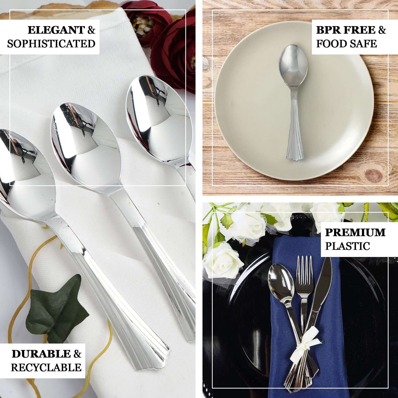 36 - Pack Plastic Tea Coffee Spoons Light Silver Heavy Duty with Fluted Handles - Durable Disposable Cutlery 5" - Linen Luxes