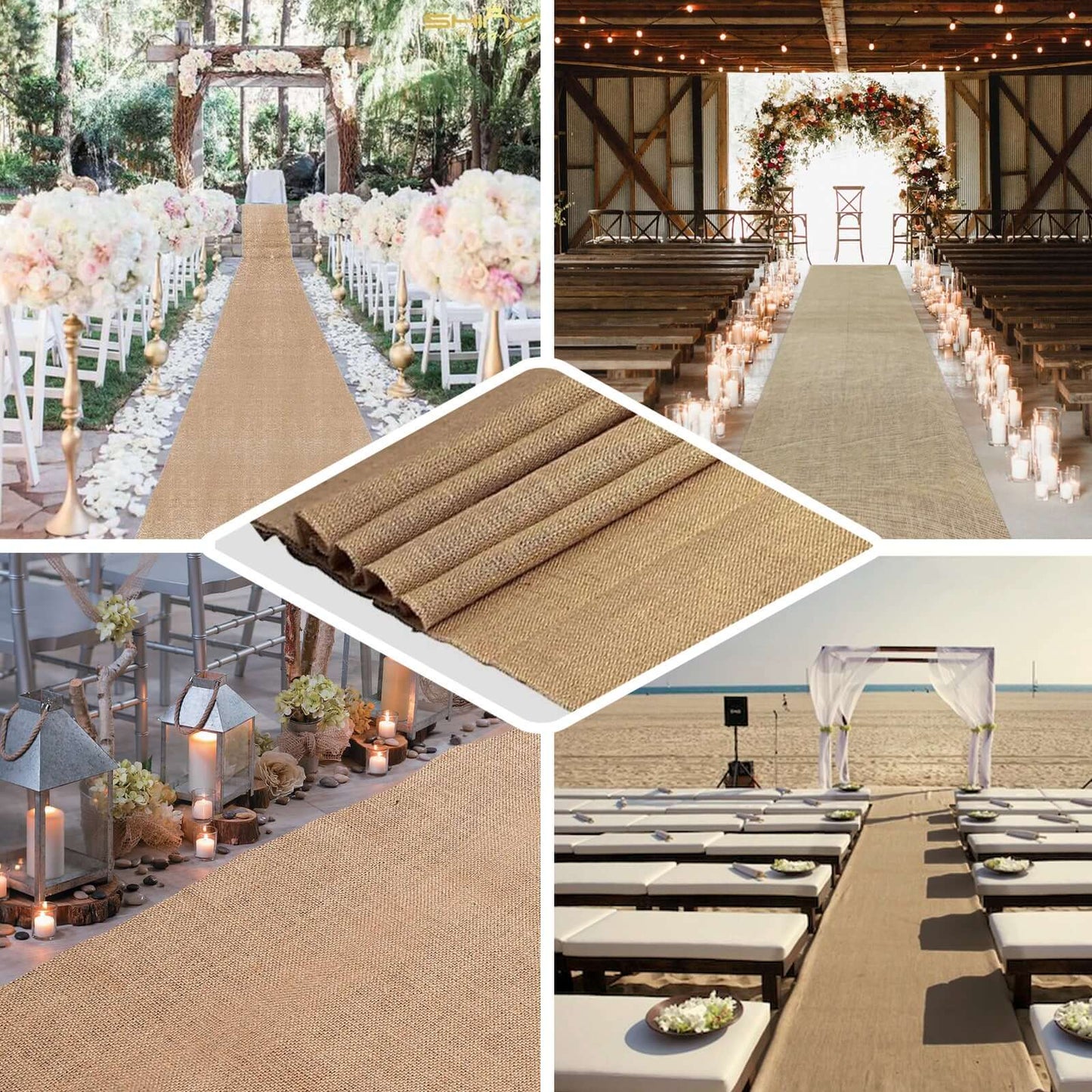 36"x100ft All Natural Jute Burlap Aisle Runner - Linen Luxes