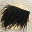 39" Black Real Ostrich Feather Fringe Trim With Satin Ribbon Tape - Linen Luxes