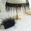 39" Black Real Ostrich Feather Fringe Trim With Satin Ribbon Tape - Linen Luxes