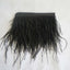 39" Black Real Ostrich Feather Fringe Trim With Satin Ribbon Tape - Linen Luxes