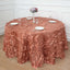 Taffeta 132" Round Tablecloth Terracotta (Rust) | 3D Leaf Petal Design Seamless Table Cover