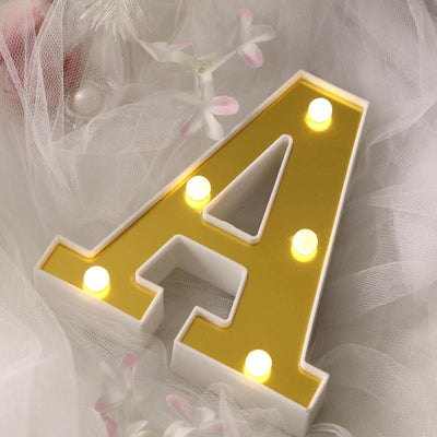 3D Marquee Letter "A" Warm White 5 LED Lights Gold - Chic Light - Up Decor for Events 6" - Linen Luxes