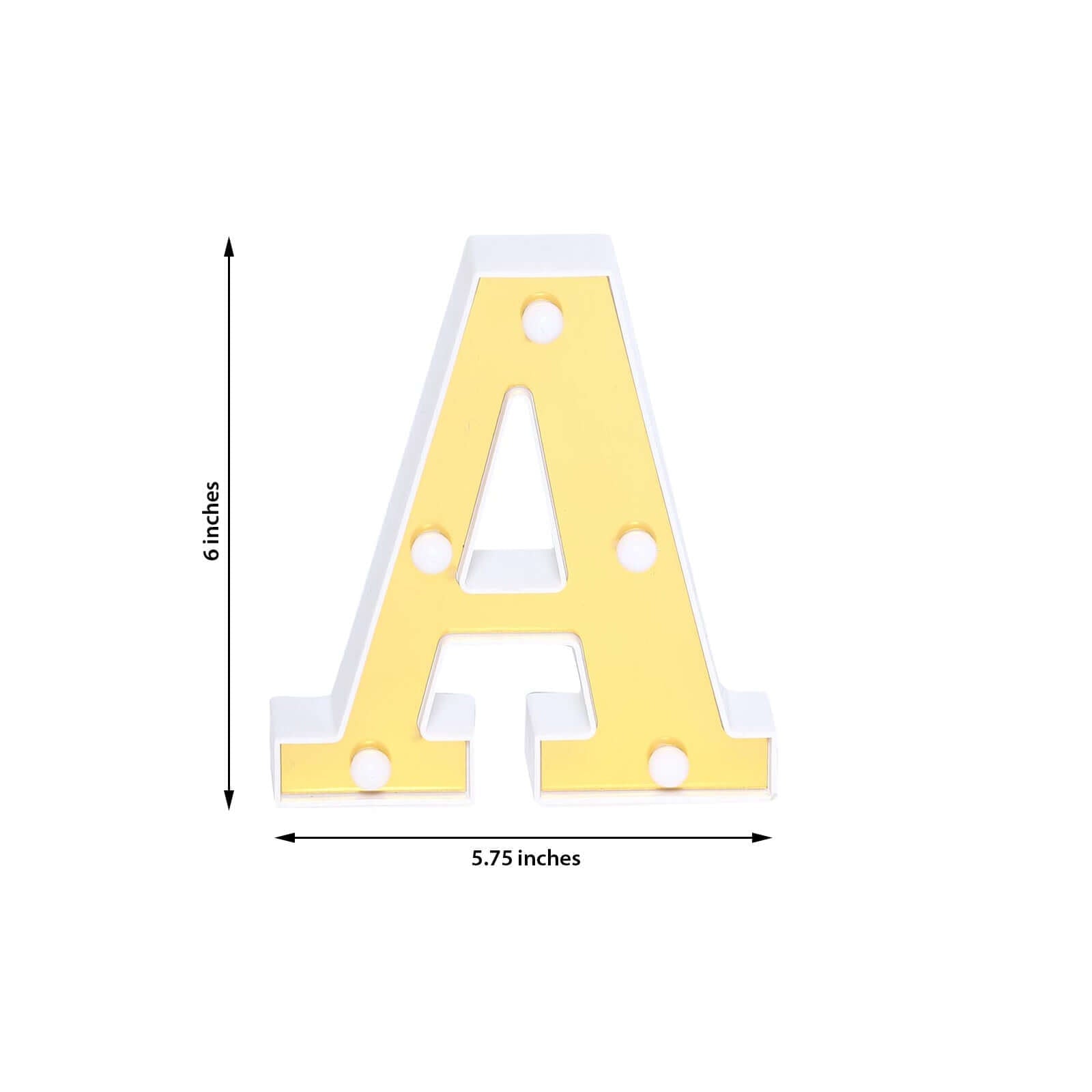 3D Marquee Letter "A" Warm White 5 LED Lights Gold - Chic Light - Up Decor for Events 6" - Linen Luxes