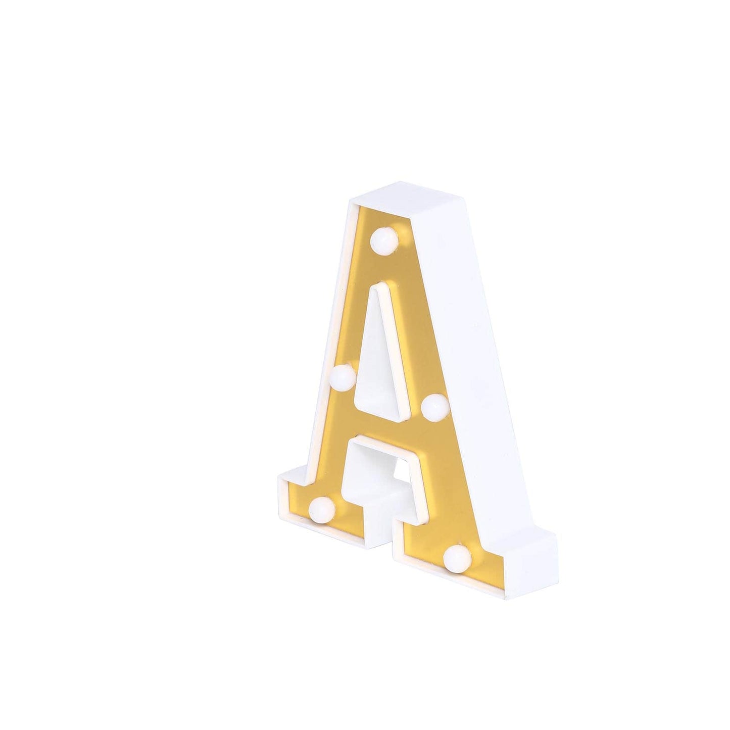 3D Marquee Letter "A" Warm White 5 LED Lights Gold - Chic Light - Up Decor for Events 6" - Linen Luxes