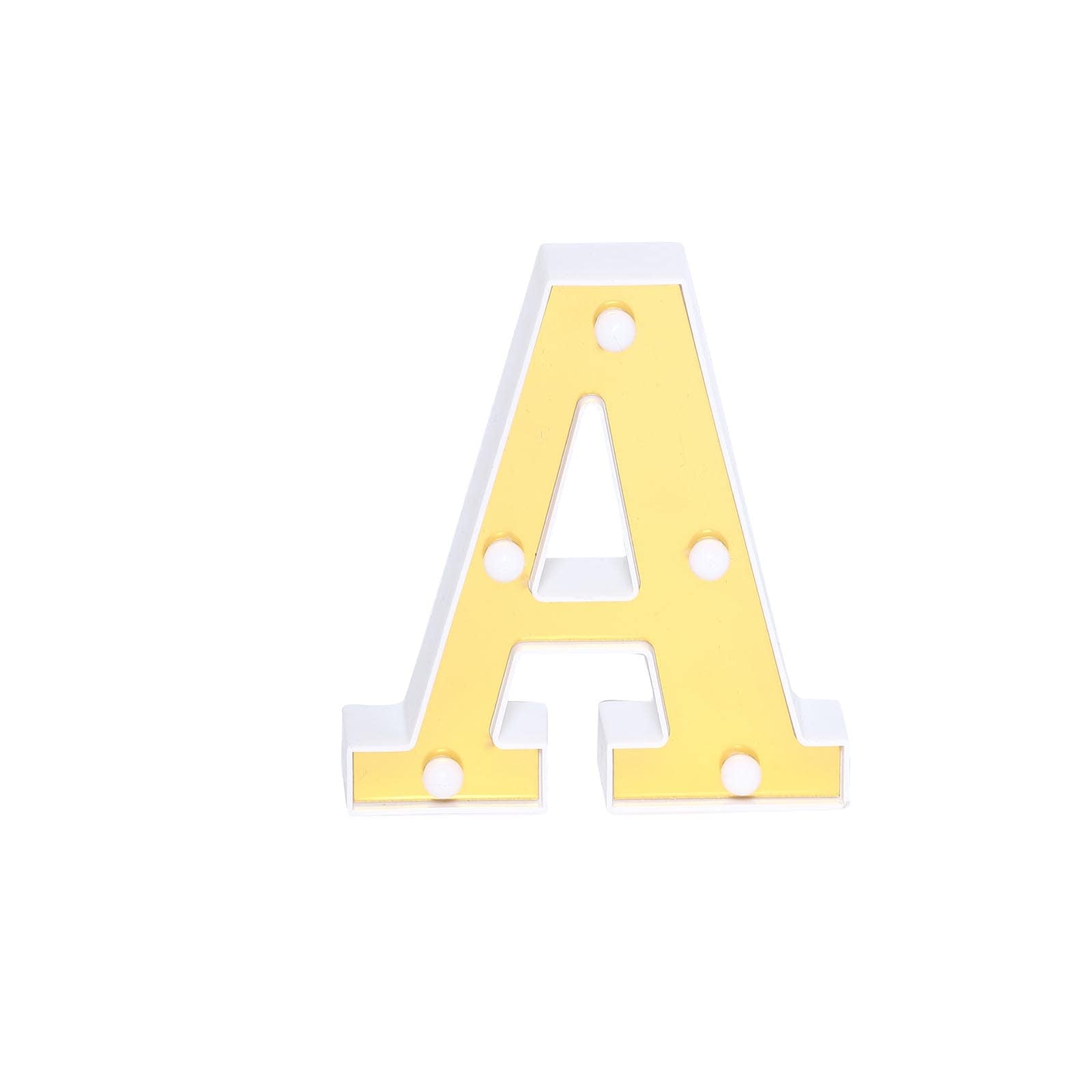 3D Marquee Letter "A" Warm White 5 LED Lights Gold - Chic Light - Up Decor for Events 6" - Linen Luxes