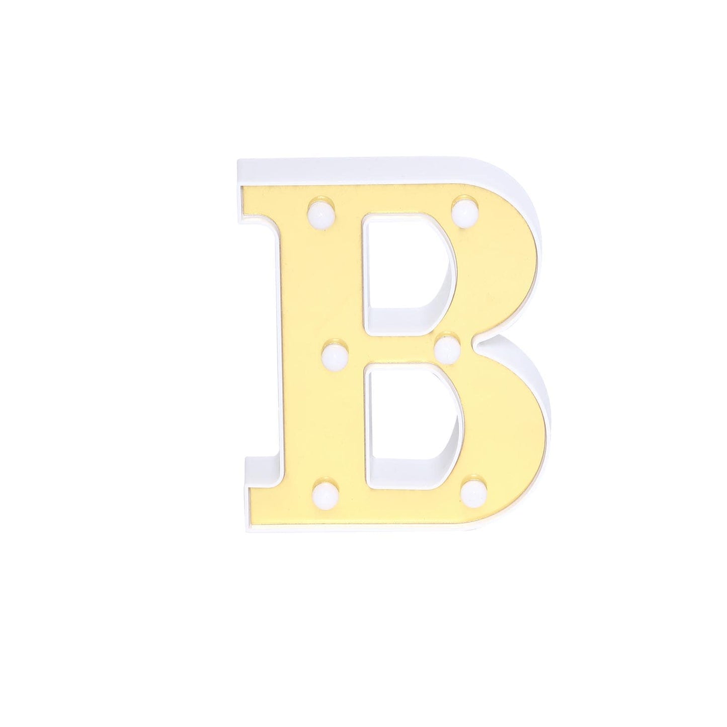 3D Marquee Letter "B" Warm White 6 LED Lights Gold - Chic Light - Up Decor for Events 6" - Linen Luxes