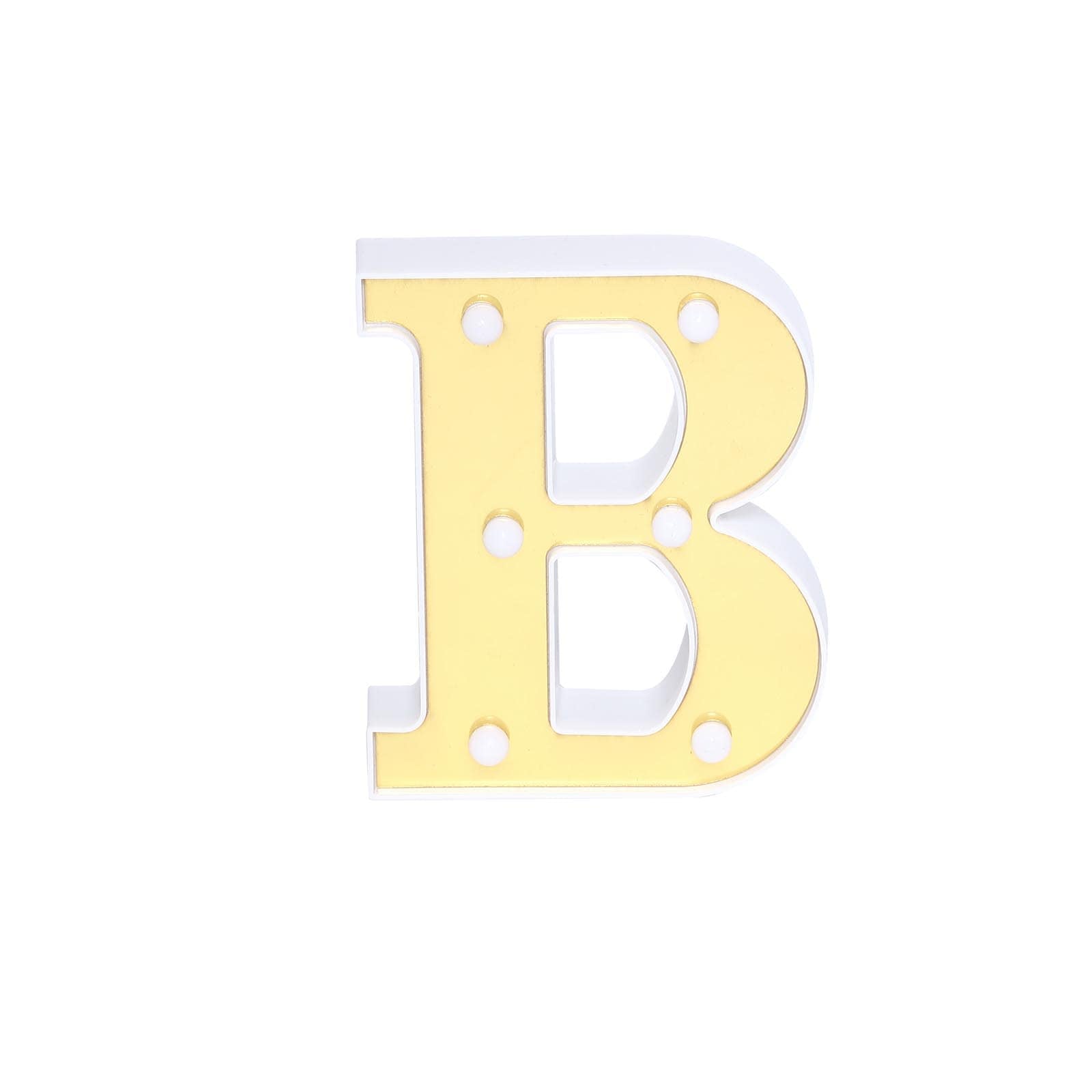 3D Marquee Letter "B" Warm White 6 LED Lights Gold - Chic Light - Up Decor for Events 6" - Linen Luxes