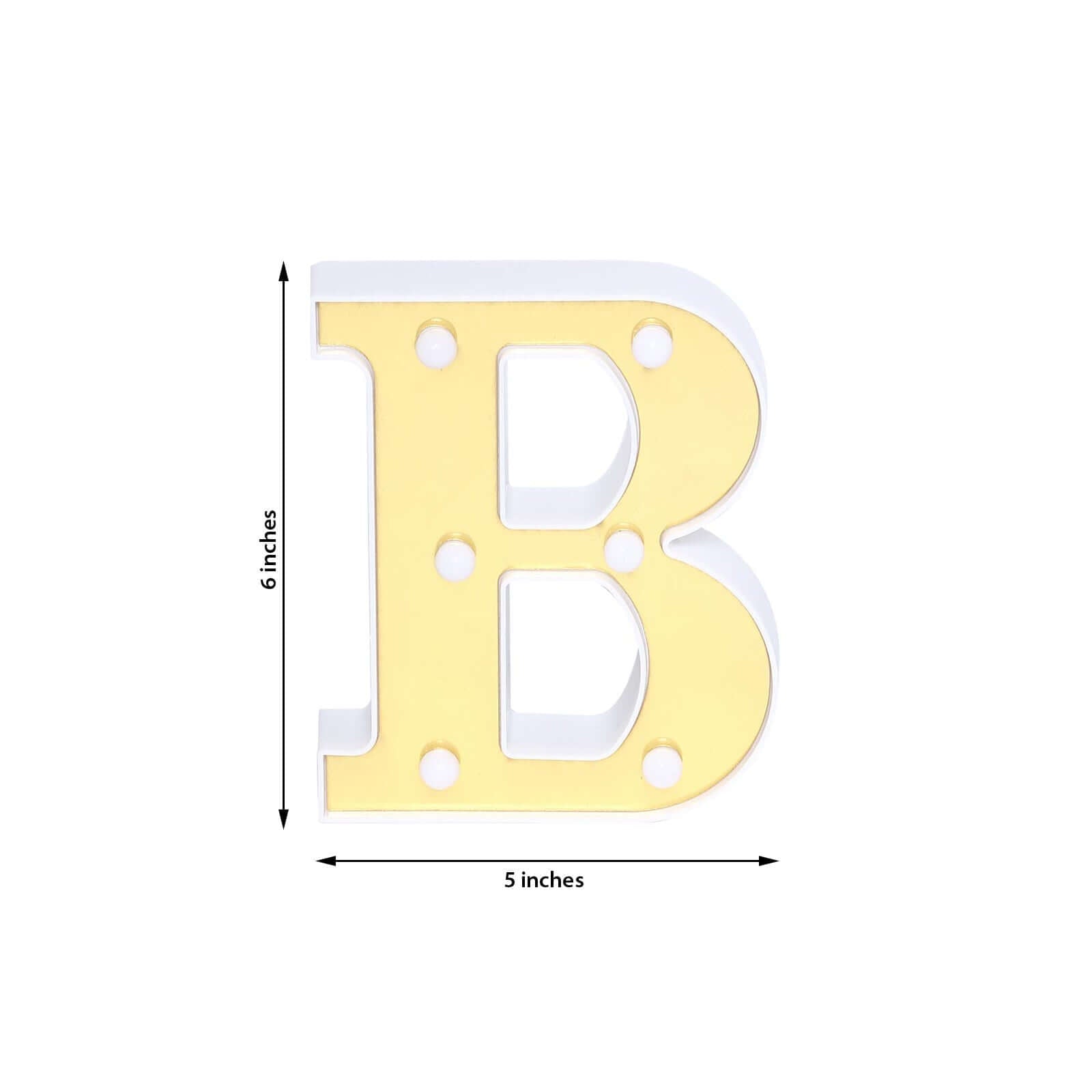 3D Marquee Letter "B" Warm White 6 LED Lights Gold - Chic Light - Up Decor for Events 6" - Linen Luxes