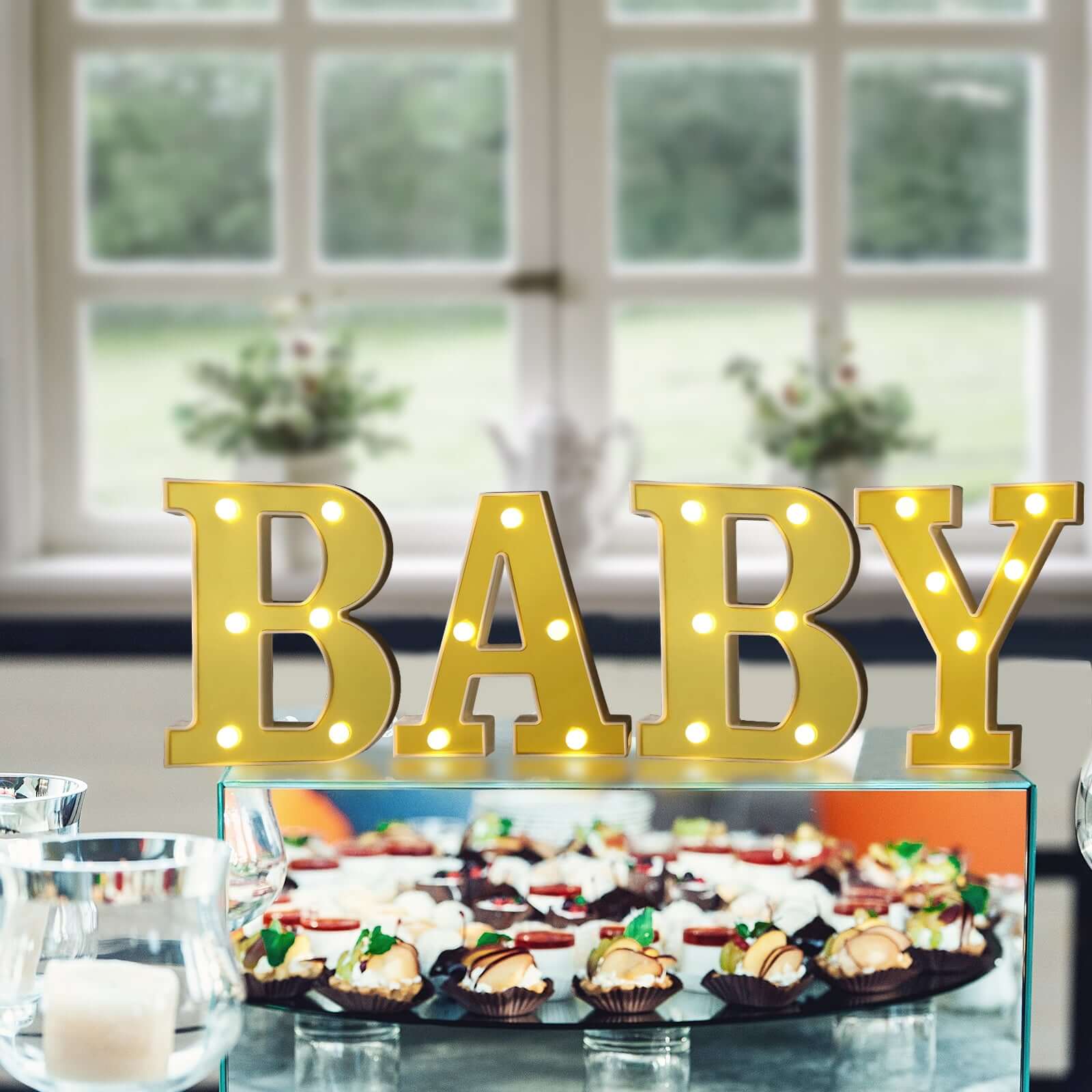 3D Marquee Letter "B" Warm White 6 LED Lights Gold - Chic Light - Up Decor for Events 6" - Linen Luxes