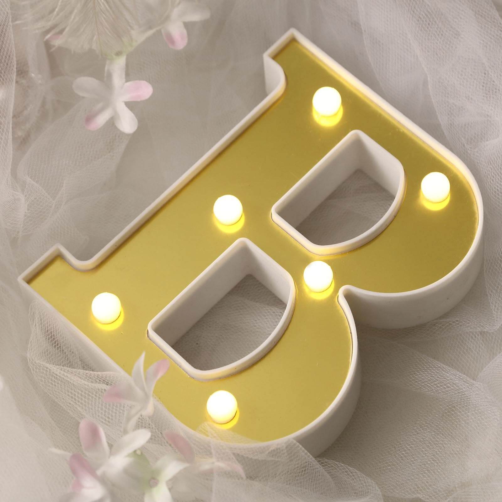 3D Marquee Letter "B" Warm White 6 LED Lights Gold - Chic Light - Up Decor for Events 6" - Linen Luxes