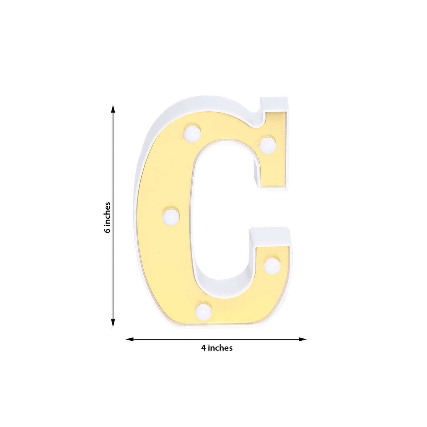 3D Marquee Letter "C" Warm White 5 LED Lights Gold - Chic Light - Up Decor for Events 6" - Linen Luxes