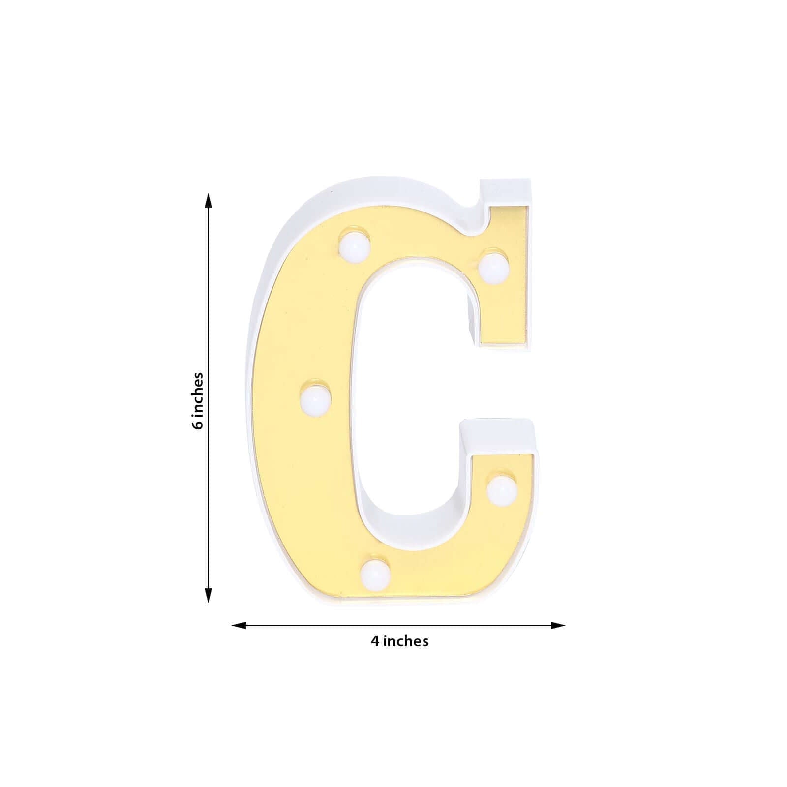 3D Marquee Letter "C" Warm White 5 LED Lights Gold - Chic Light - Up Decor for Events 6" - Linen Luxes