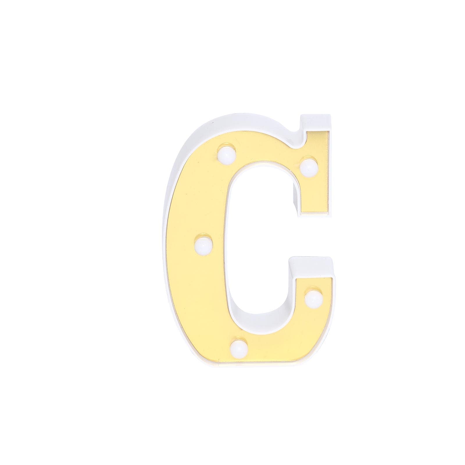 3D Marquee Letter "C" Warm White 5 LED Lights Gold - Chic Light - Up Decor for Events 6" - Linen Luxes