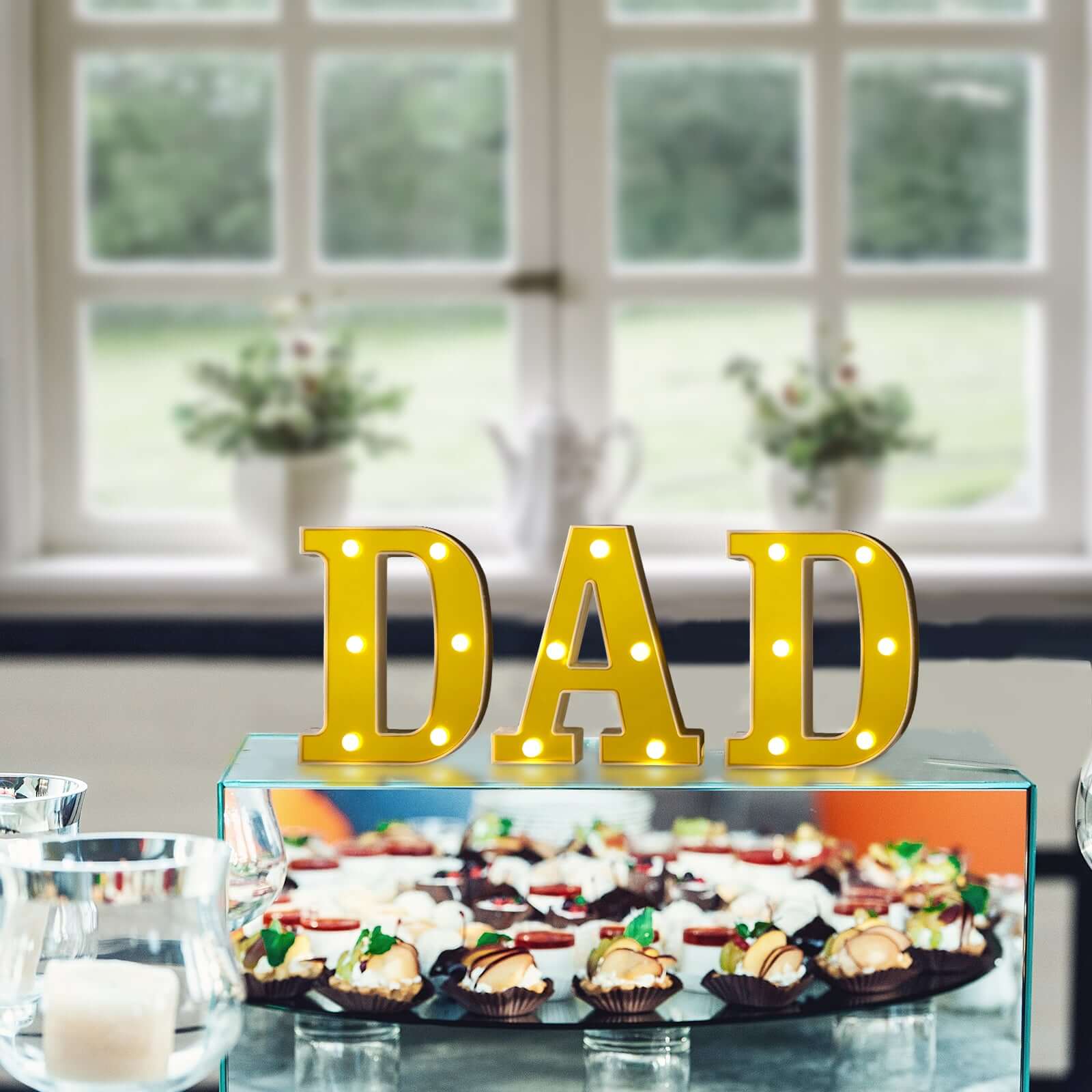 3D Marquee Letter "D" Warm White 6 LED Lights Gold - Chic Light - Up Decor for Events 6" - Linen Luxes